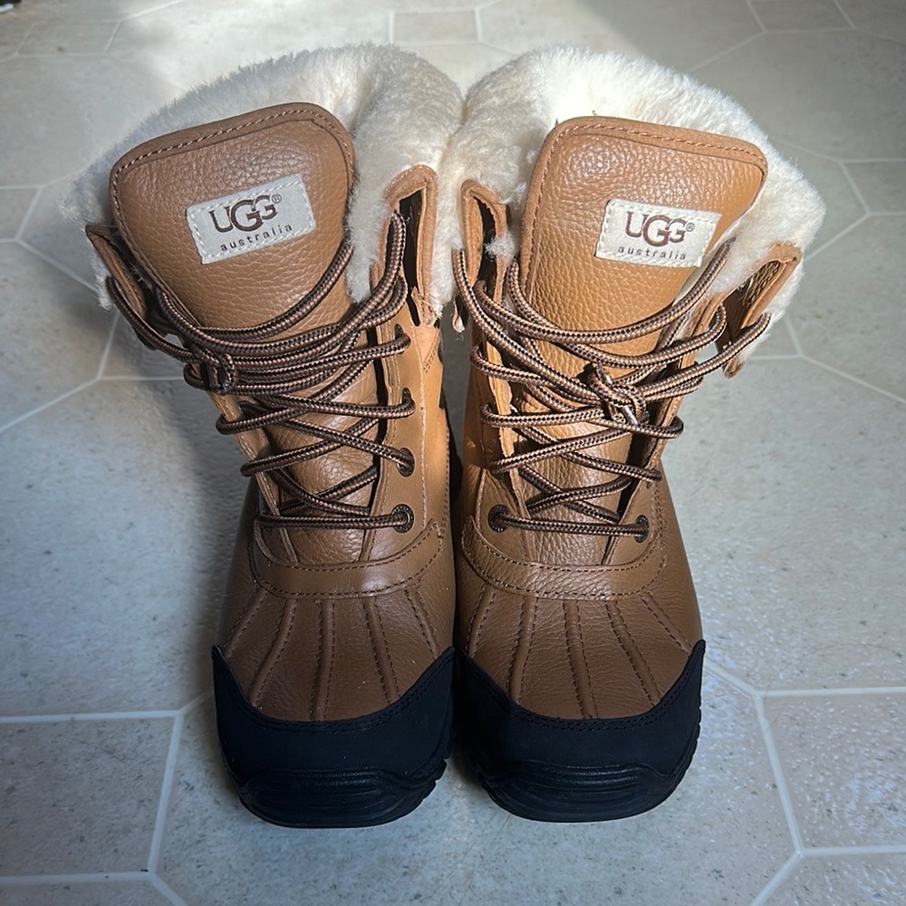 UGG Tan and Black Winter Boots with Waterproof Design
